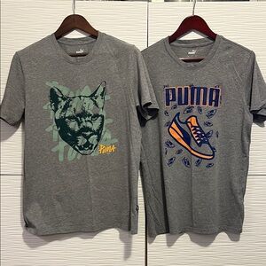 2 Puma Gray Graphic T-Shirts Set unisex